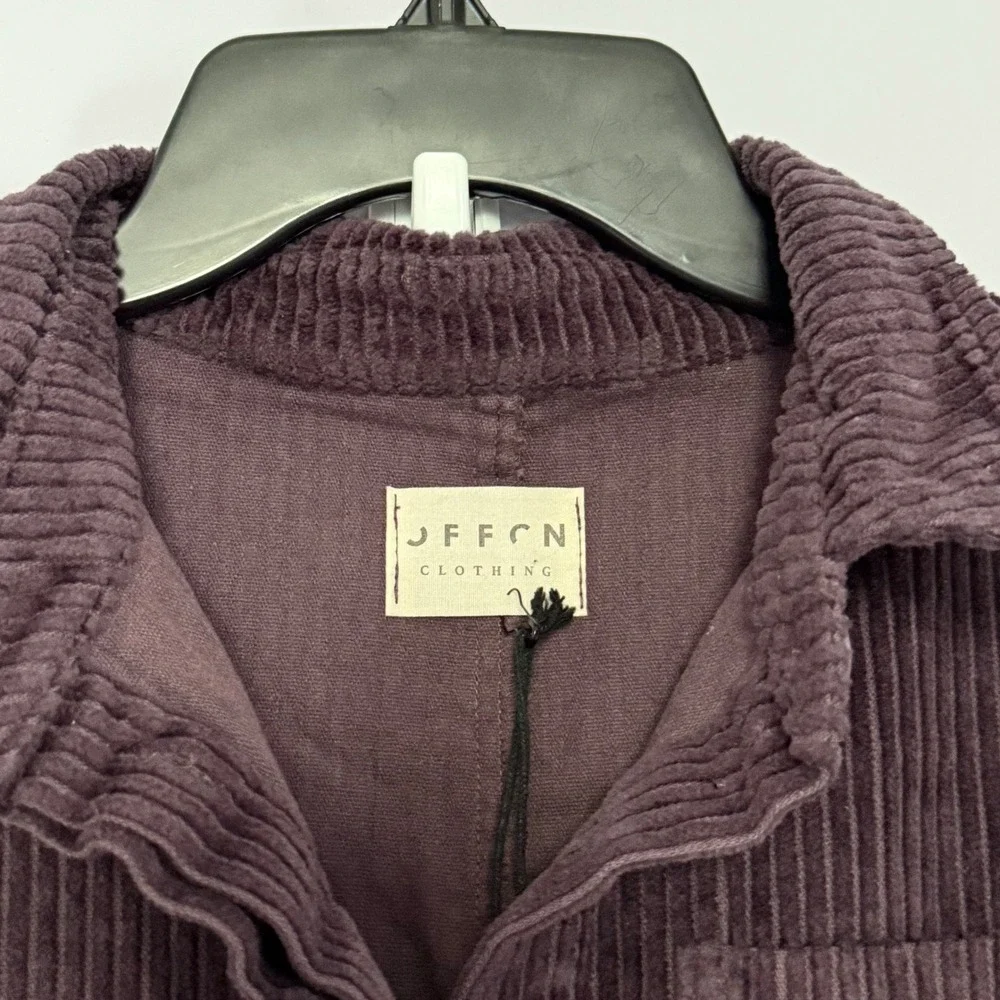 Offon Lenny Corduroy Jumpsuit in Eggplant Purple Loose Fit Short Sleeve Ankle